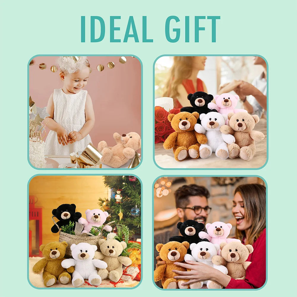 5PCS 8'' Teddy Bear Stuffed Animals Teddy Bear Plush Toy, Soft Plush Gifts for Kids Baby Toddlers on Baby Shower Christmas Gift