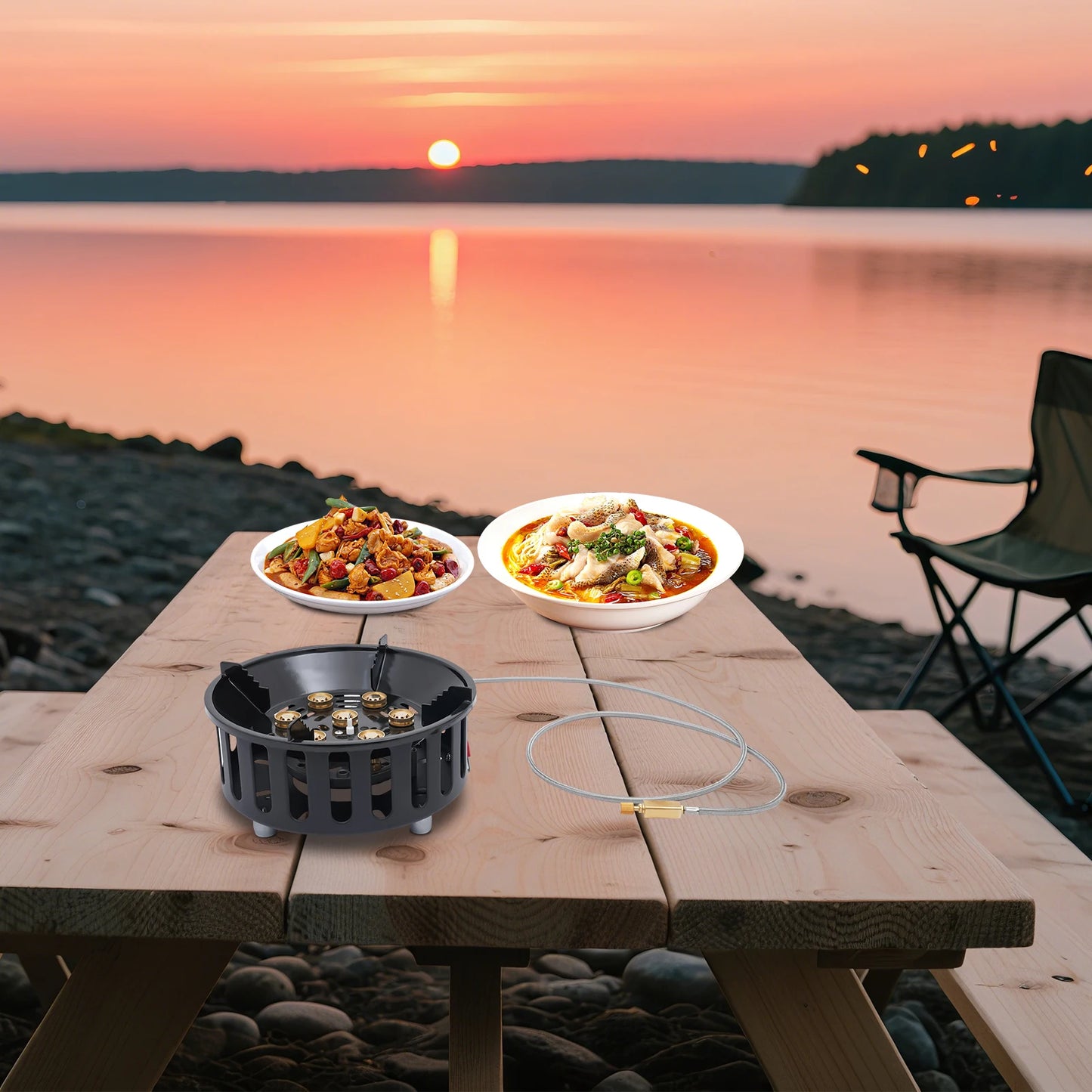 21000W Portable Butane Camping Stove outdoor burner with 2 Adapters Gas Stove propane portable stove for Outdoor Frying Boiling
