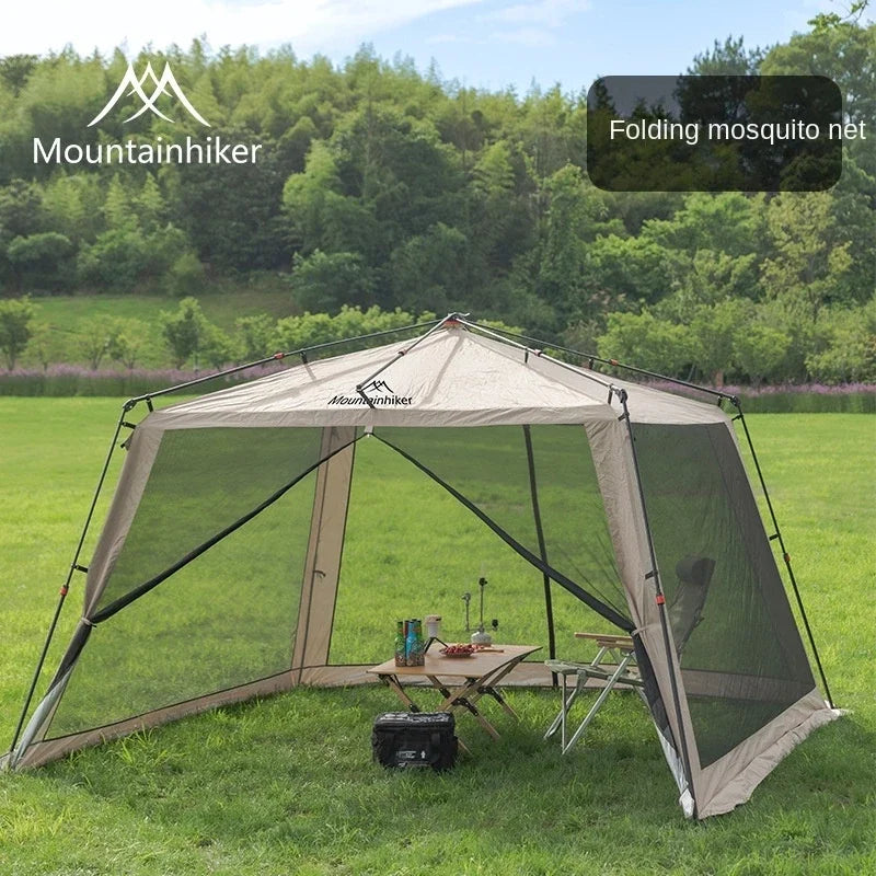 MOUNTAINHIKER Outdoor Camping Mosquito Net Automatic Tent Waterproof Silver Glue Anti-ultraviolet Beach Picnic Awning 6-15 P
