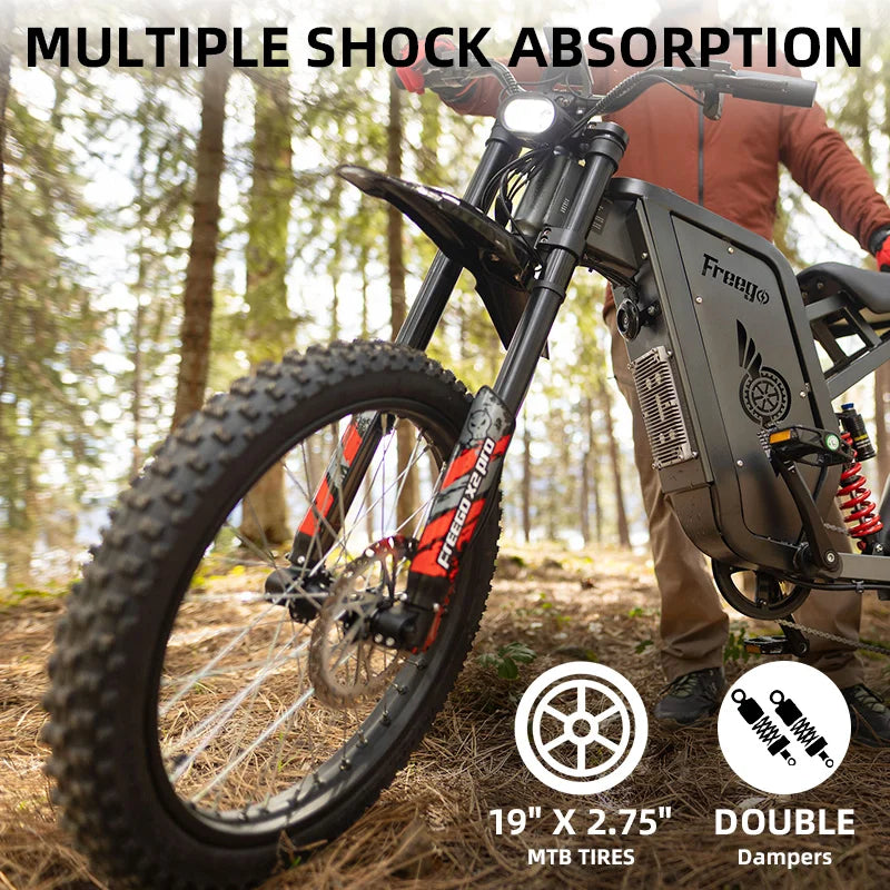 Freego X2 Pro Electric Motorcycle for Adults 6000W Motors 1800wh Lithium Battery 7 Speed 50MPH Off Road Ebike + 2 Year Warranty
