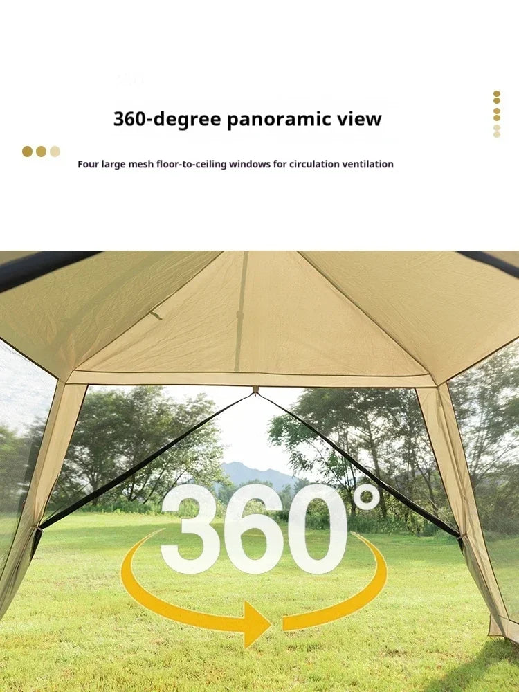 MOUNTAINHIKER Outdoor Camping Mosquito Net Automatic Tent Waterproof Silver Glue Anti-ultraviolet Beach Picnic Awning 6-15 P