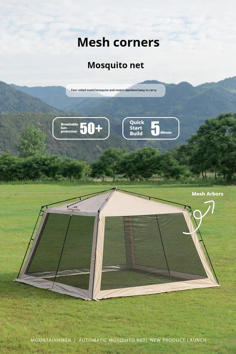 MOUNTAINHIKER Outdoor Camping Mosquito Net Automatic Tent Waterproof Silver Glue Anti-ultraviolet Beach Picnic Awning 6-15 P