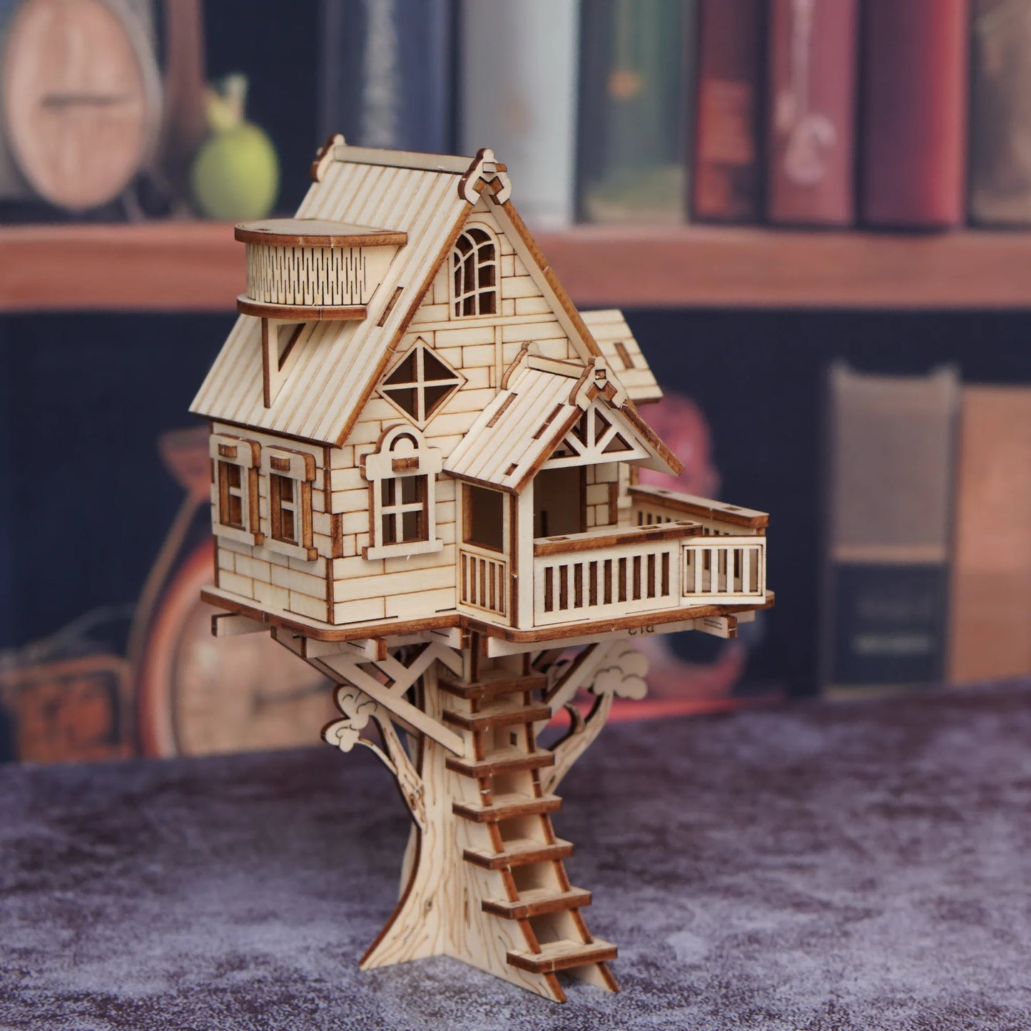 3D Wooden Puzzle DIY Tree House Model, Wooden DIY Tree House Model Kit, Miniature Wooden Model Toys, Creative Birthday and Halloween Gifts