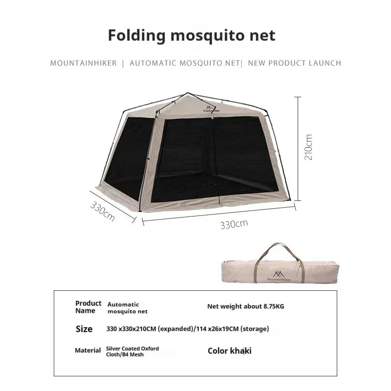 MOUNTAINHIKER Outdoor Camping Mosquito Net Automatic Tent Waterproof Silver Glue Anti-ultraviolet Beach Picnic Awning 6-15 P