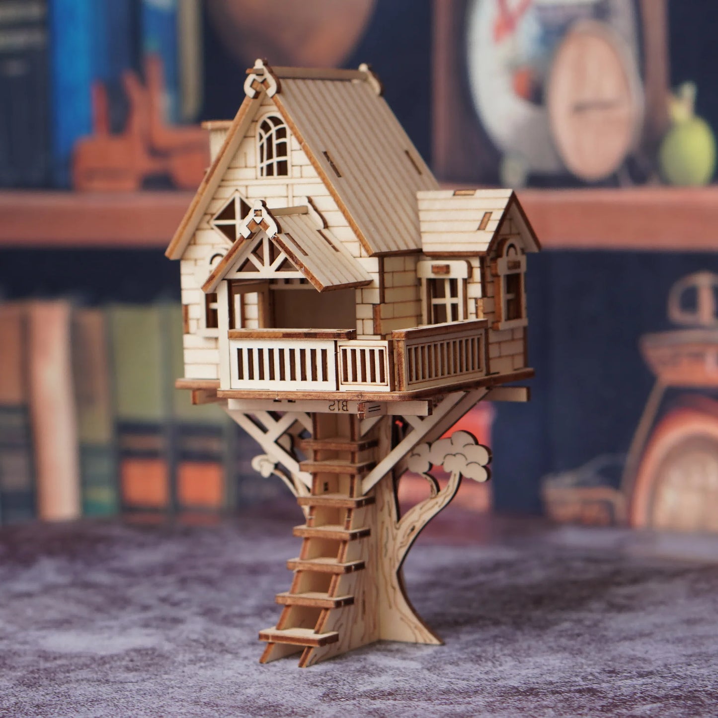 3D Wooden Puzzle DIY Tree House Model, Wooden DIY Tree House Model Kit, Miniature Wooden Model Toys, Creative Birthday and Halloween Gifts