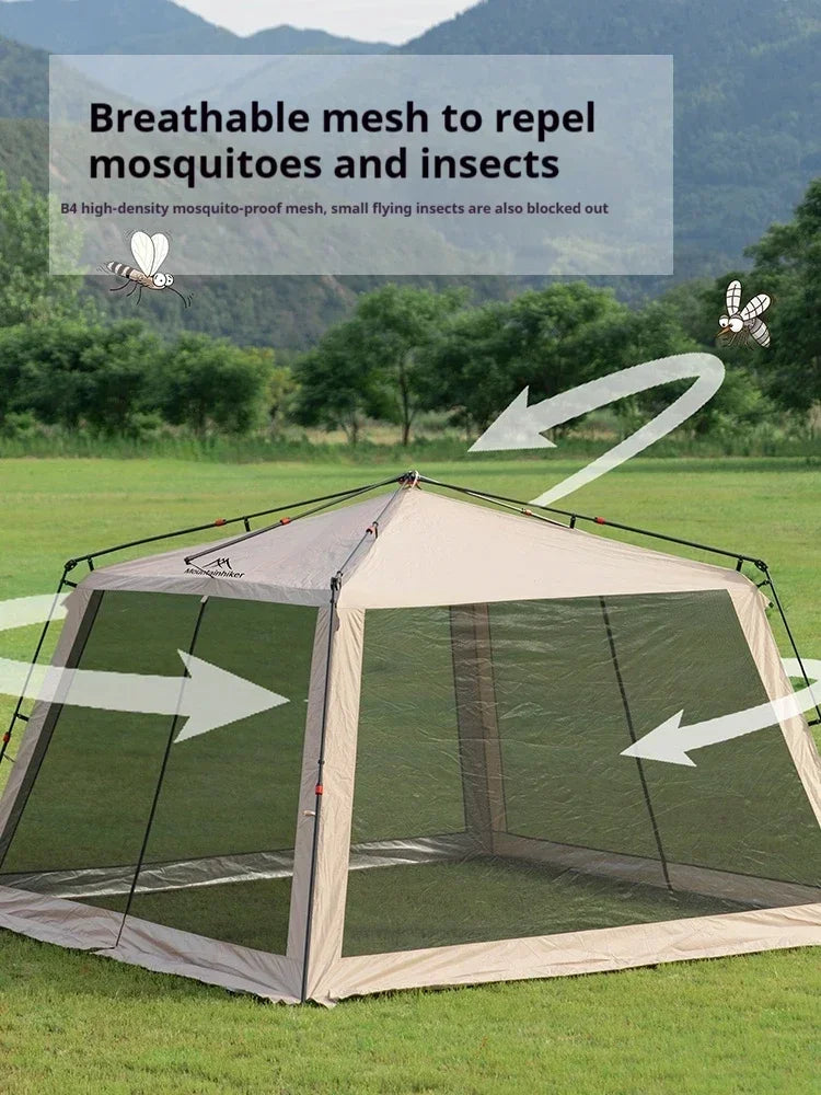 MOUNTAINHIKER Outdoor Camping Mosquito Net Automatic Tent Waterproof Silver Glue Anti-ultraviolet Beach Picnic Awning 6-15 P