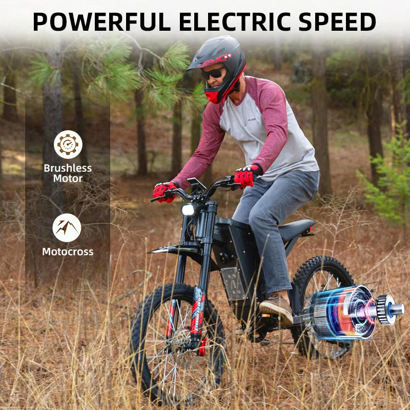 Freego X2 Pro Electric Motorcycle for Adults 6000W Motors 1800wh Lithium Battery 7 Speed 50MPH Off Road Ebike + 2 Year Warranty
