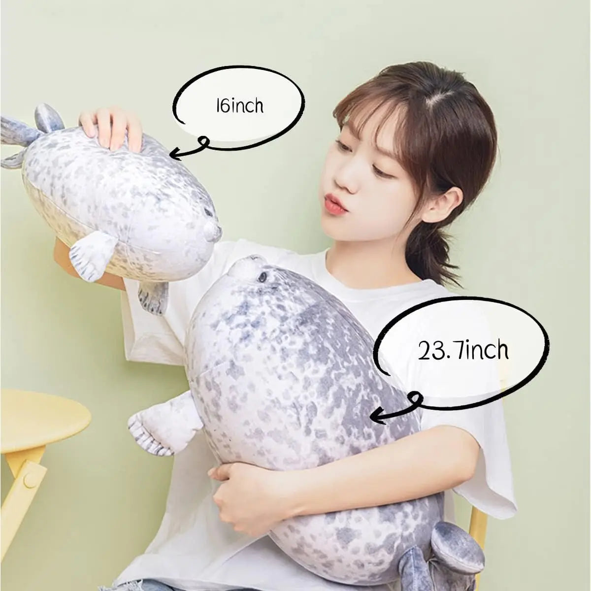 23.7 Inch Large Seal Plush Pillow: Soft Stuffed Animal Toy for Boys Girls, Cute Room Decor Ocean Animals Pillow
