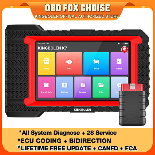 KINGBOLEN K7 OBD2 Scanner ECU Coding Active Test 28 Resets AF Reset ALL System Diagnostic Tools CANFD FCA Lifetime Free Update