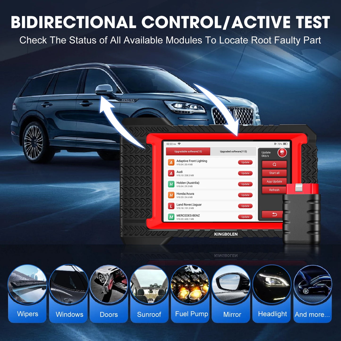 KINGBOLEN K7 OBD2 Scanner ECU Coding Active Test 28 Resets AF Reset ALL System Diagnostic Tools CANFD FCA Lifetime Free Update